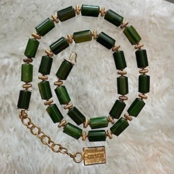 Givenchy Faux Jade Tubular Vintage Belt or Necklace 32" - Picture 5 of 6